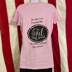 NWOT Young Living EO It's Oil Good lavender fitted girls sz XL round neck tshirt
